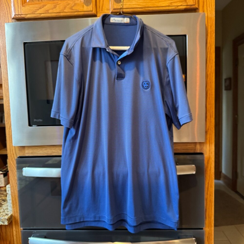 Peter Miller Featherweight UPS 50+ Blue Stripe Polo Shirt M
